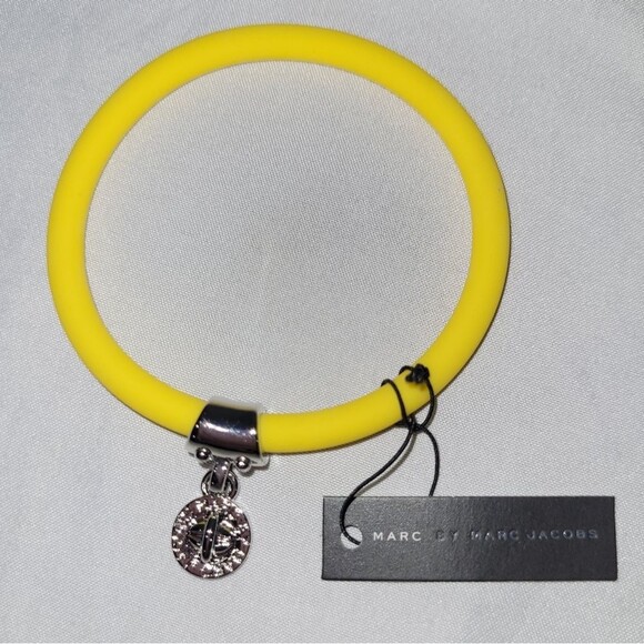 MARC BY MARC JACOBS yellow silver Silicone Bracelet NWT - Picture 1 of 7